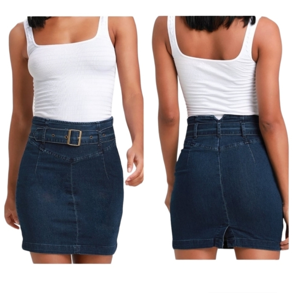 Free People Livin' It Up Denim Pencil Skirt Sz 12
